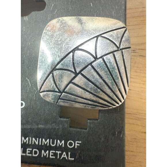 The Sak Clip-On Earrings With Recycled Metal Design Art Deco Style Silver Finish - Picture 6 of 9